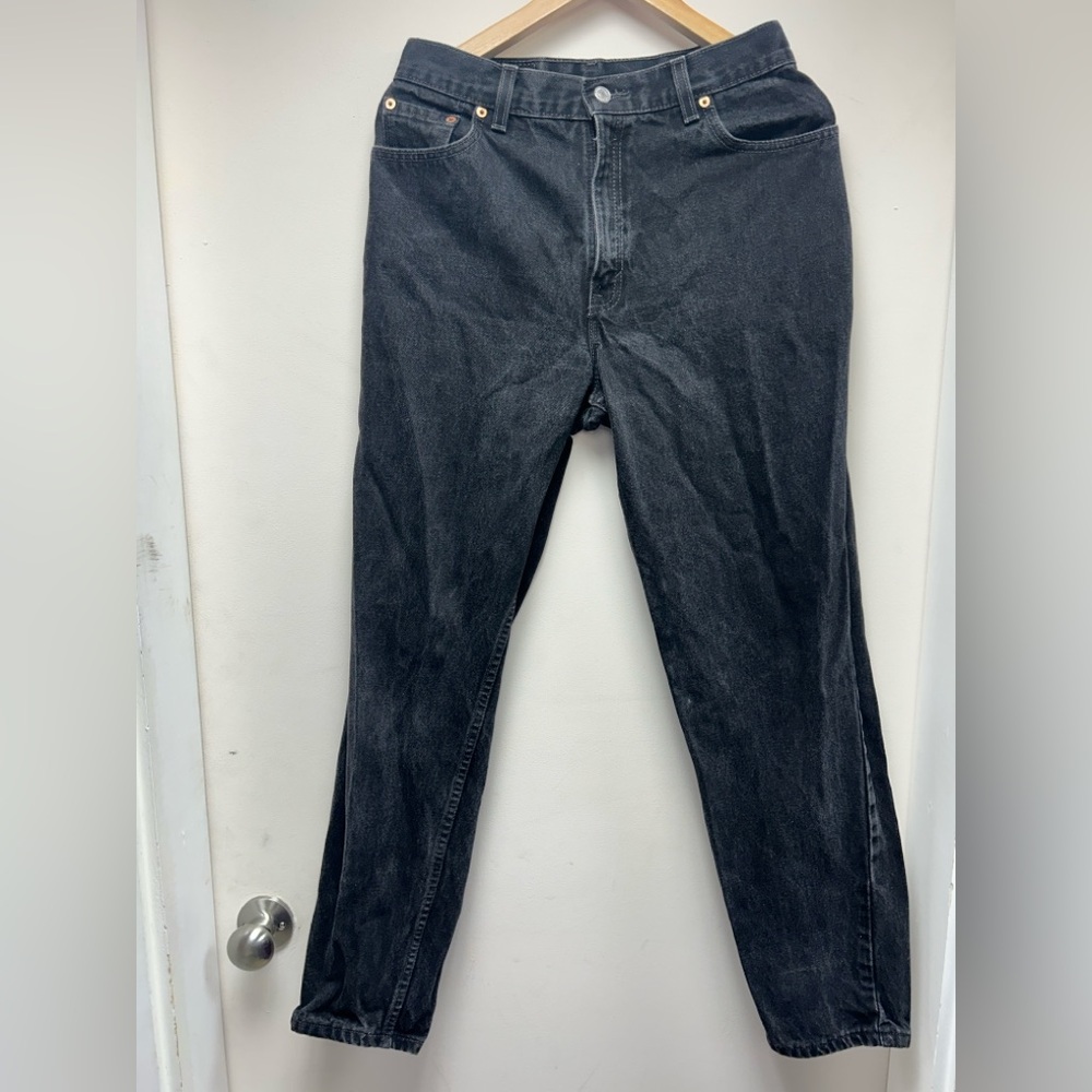 Classic Levi's 550 Relaxed Fit Tapered Leg Jeans Black Size 12 M